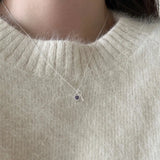 925 Silver Purple Pink Zircon Key Pendant Necklace for Women