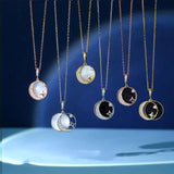 925 Silver Purple Sandstone Star Moon Pendant Necklace for Women