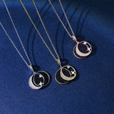 925 Silver Purple Sandstone Star Moon Pendant Necklace for Women