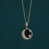 925 Silver Purple Sandstone Star Moon Pendant Necklace for Women
