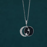 925 Silver Purple Sandstone Star Moon Pendant Necklace for Women