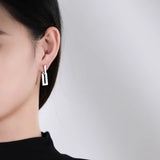 925 Silver Rectangle Matte Drop Earring Women Fashionable Aesthetics Jewelry