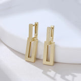 925 Silver Rectangle Matte Drop Earring Women Fashionable Aesthetics Jewelry