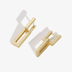 925 Silver Rectangle Matte Drop Earring Women Fashionable Aesthetics Jewelry