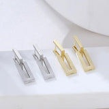 925 Silver Rectangle Matte Drop Earring Women Fashionable Aesthetics Jewelry