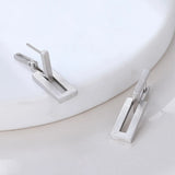 925 Silver Rectangle Matte Drop Earring Women Fashionable Aesthetics Jewelry