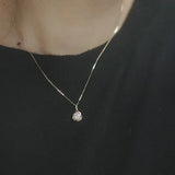 925 Silver Rose Flower Pendant Necklace with Zirconia