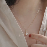 925 Silver Rose Flower Pendant Necklace with Zirconia