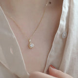 925 Silver Rose Flower Pendant Necklace with Zirconia