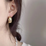 925 Silver Hammered Texture Big Hoop Earrings for Women