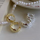 925 Silver Hammered Texture Big Hoop Earrings for Women