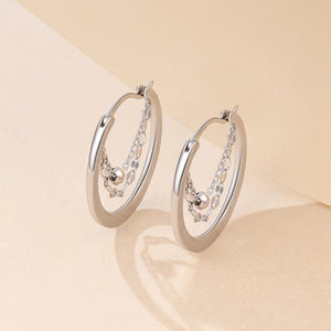 925 Sterling Silver Frosted Hoop Earring Matte Tassel Jewelry