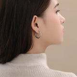 925 Sterling Silver Frosted Hoop Earring Matte Tassel Jewelry