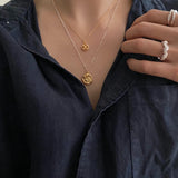 925 Sterling Silver Round Relief Pendant Necklace Women Bead Chain Jewelry