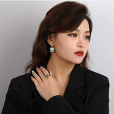 925 Silver Square Abalone Shell Drop Earrings Women Goddess Jewelry
