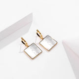 925 Silver Square Abalone Shell Drop Earrings Women Goddess Jewelry