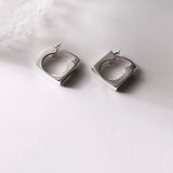 925 Sterling Silver Square Stud Earrings Thick Minimalist Industrial Style