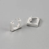 925 Sterling Silver Square Stud Earrings Thick Minimalist Industrial Style