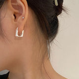 925 Sterling Silver Square Stud Earrings Thick Minimalist Industrial Style