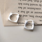 925 Sterling Silver Square Stud Earrings Thick Minimalist Industrial Style