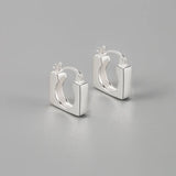 925 Sterling Silver Square Stud Earrings Thick Minimalist Industrial Style