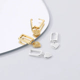 925 Silver Stripe Heart Drop Earrings Twist Square Dangler Fine Jewelry