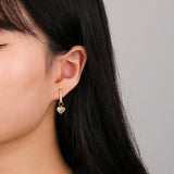 925 Silver Stripe Heart Drop Earrings Twist Square Dangler Fine Jewelry
