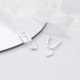 925 Silver Stripe Heart Drop Earrings Twist Square Dangler Fine Jewelry
