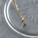 925 Silver Tulip Pendant Necklace Green Zirconia Birthday Gift