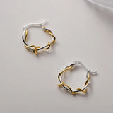 925 Silver Twine Vine Hoop Earrings for Women Minimalist Jewelry