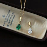 925 Silver Water Drop Necklace Green Crystal Palace Jewelry