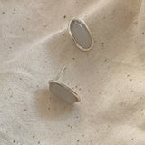 925 Silver Jade Oval Stud Earrings Women's Jewelry