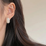 925 Silver Jade Oval Stud Earrings Women's Jewelry