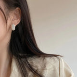 925 Silver Jade Oval Stud Earrings Women's Jewelry