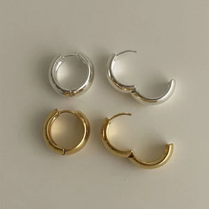 925 Sterling Silver Hoop Earrings 16mm Thick Glossy