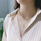 Star Moon Lock Necklace 925 Silver Zircon Pendant Jewelry