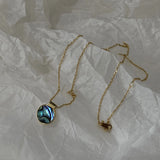 925 Silver Abalone Shell Pendant Necklace Colorful Small Necklace