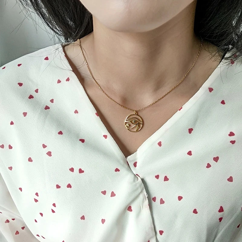 Sterling Silver Art Eye Pendant Necklace for Women