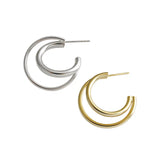 925 Silver Double Line Cross Stud Earrings for Women Jewelry