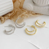 925 Silver Double Line Cross Stud Earrings for Women Jewelry