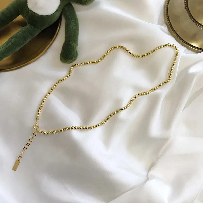 925 Silver Round Bead Choker Necklace for Women