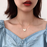 Sterling 925 Silver Shell Butterfly Disc Choker Necklace