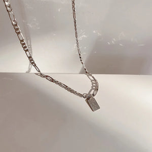 925 Silver Square Letter Choker Short Necklace for Women