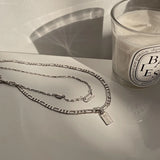 925 Silver Square Letter Choker Short Necklace for Women