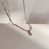 925 Silver Square Letter Choker Short Necklace for Women