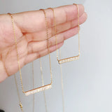 925 Silver Square Strip 5A Zircon Necklace Women Shine Light Pendant