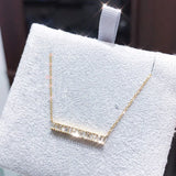 925 Silver Square Strip 5A Zircon Necklace Women Shine Light Pendant