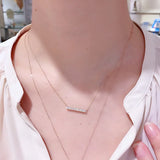925 Silver Square Strip 5A Zircon Necklace Women Shine Light Pendant