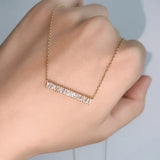 925 Silver Square Strip 5A Zircon Necklace Women Shine Light Pendant