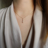 925 Silver Zircon Necklace Vertical Bar Square Pendant Elegant Christmas Jewelry